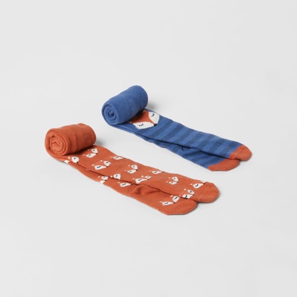NWT Zara 4-5Y two-pack fox print tights - Picture 1 of 4